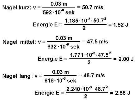 Mathematische Berechnungen von Geschwindigkeit und Energie