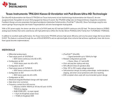 Datenblatt Ausschnitt Texas Instruments TPA3244