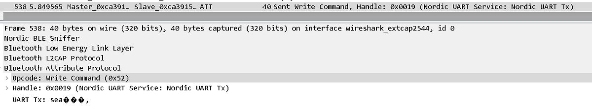 Wireshark Screenshot Bluetooth Low Energy Datenpaket