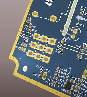 CAD-Ansicht eines Leiterplatten-Layouts