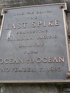Gedenktafel für den letzten Nagel der Canadian Pacific Railway