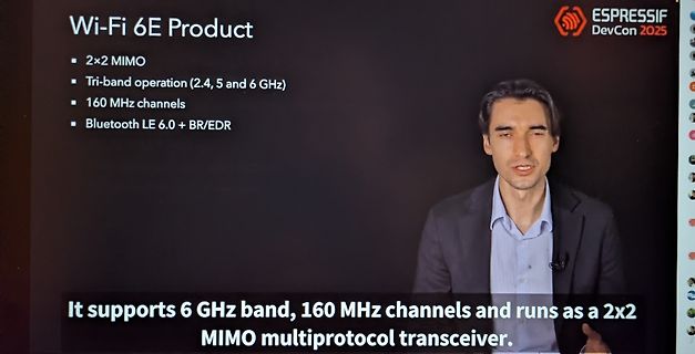 Präsentation eines Wi-Fi 6E Produkts durch einen Sprecher