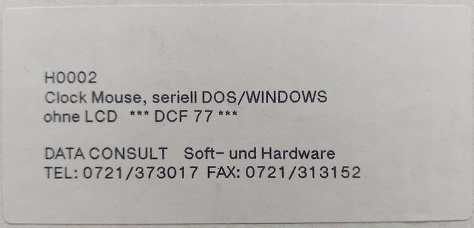 Etikett einer Computermaus