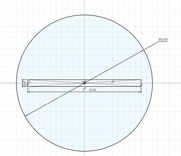 CAD-Zeichnung eines kreisförmigen Objekts mit Bemaßung