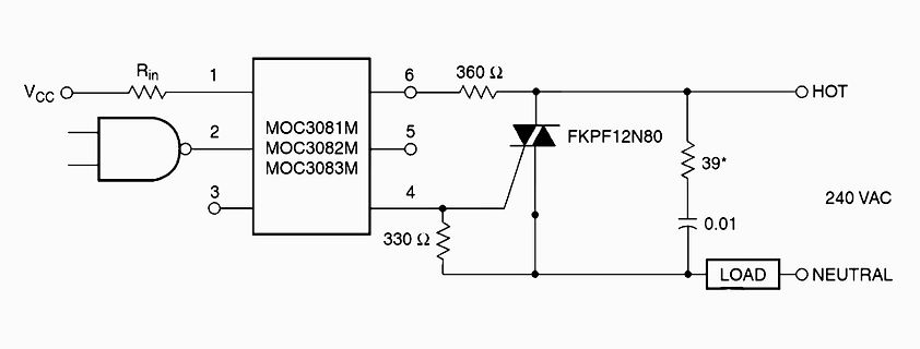 Schaltplan mit Optokoppler und Triac