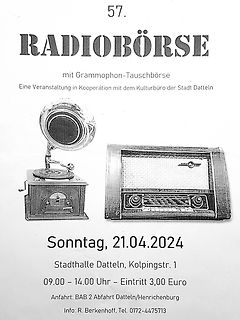 Plakat für Radiobörse und Grammophon-Tauschbörse