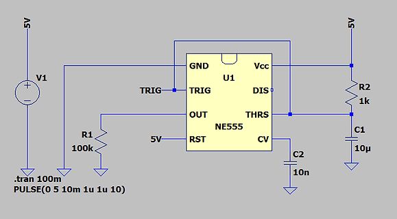 Schaltplan eines NE555 Timers
