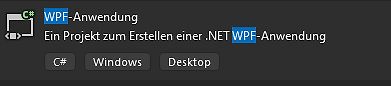 Screenshot einer .NET WPF-Anwendung Projektvorlage