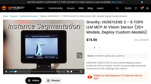 Produktseite eines DFRobot AI Vision Sensors