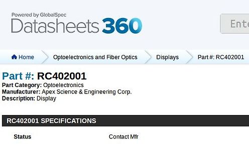 Screenshot einer Webseite mit Produktdaten von Datasheets 360