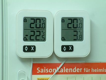 Zwei digitale Temperaturanzeigen