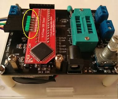 Aufbau mit ATmega328 Breakout-Board auf Leiterplatte
