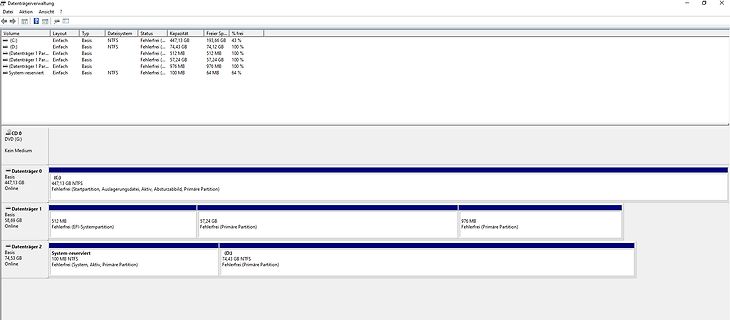 Windows Datenträgerverwaltung Screenshot