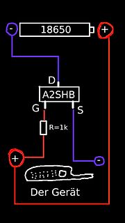 Schaltplan mit 18650 Akku und MOSFET