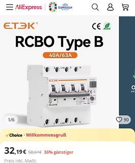 RCBO Typ B Fehlerstromschutzschalter 40A/63A