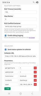 Einstellungen für BLE Timeout und Collector URL