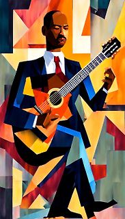 Abstrakte Illustration eines Mannes mit Gitarre