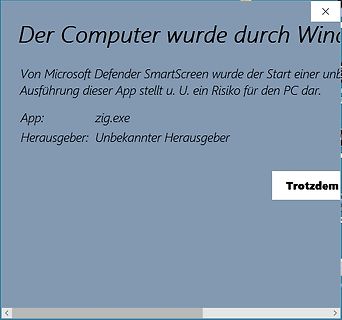 Microsoft Defender SmartScreen Warnmeldung