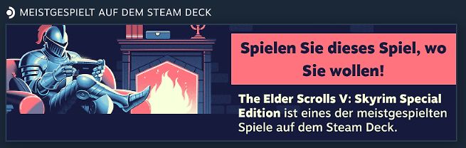 Werbebanner für Skyrim auf dem Steam Deck