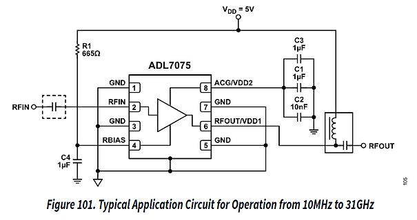 Schaltplan eines ADL7075 Verstärkers