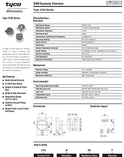 Datenblatt für Tyco SMD Economy Trimmer 3142 Serie