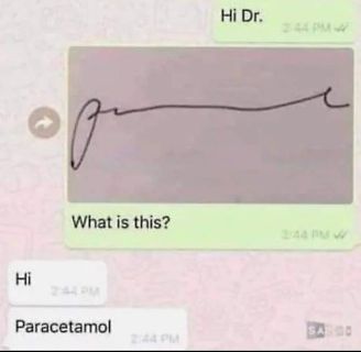 Meme eines Chatverlaufs mit einer unleserlichen Handschrift
