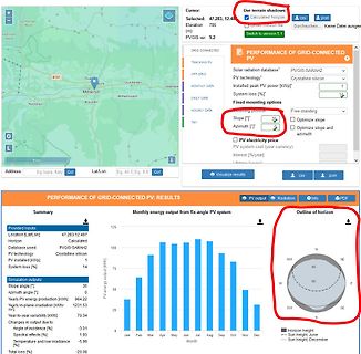 Software zur Berechnung der PV-Leistung und Horizontschatten