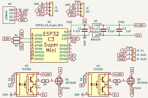 Schaltplan mit ESP32-C3 und TLP250 Optokopplern