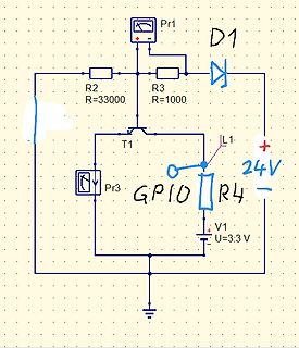 Handgezeichneter Schaltplan mit Transistor und Diode