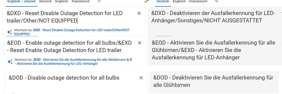 Screenshot von Software-Übersetzungseinträgen