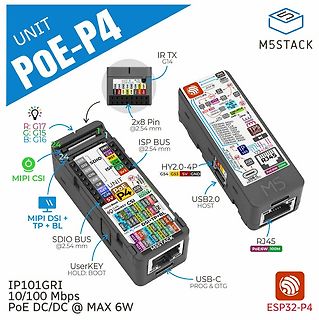 Produktfoto M5Stack Unit POE-P4 mit Pinbelegungen