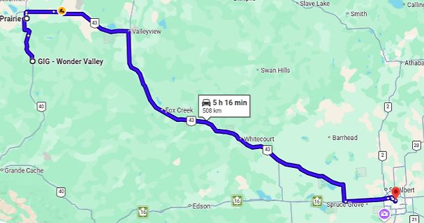 Google Maps Routenplanung Alberta