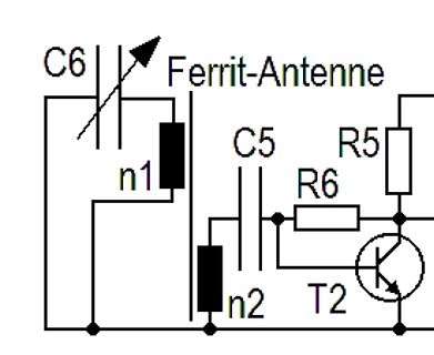 Ausschnitt eines Schaltplans mit Ferrit-Antenne