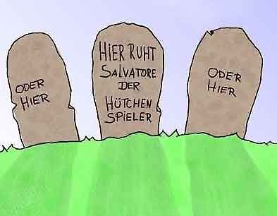 Comic mit drei Grabsteinen