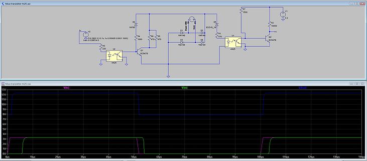 Schaltplan und Simulation einer HTBUS-Transmitter-Schaltung