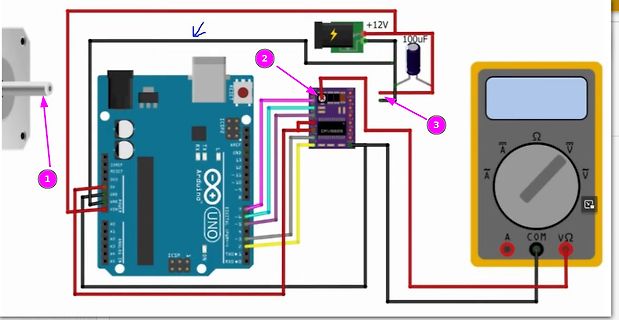 Schaltplan eines Arduino-Aufbaus mit Multimeter