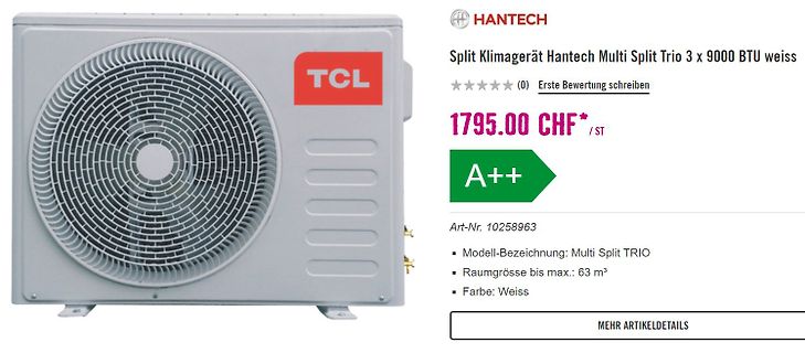 TCL Split Klimagerät Hantech Multi Split Trio