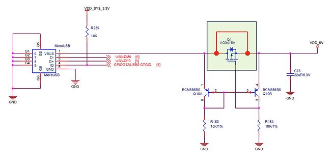 Schaltplan einer USB-Stromversorgung mit MOSFET-Schaltung