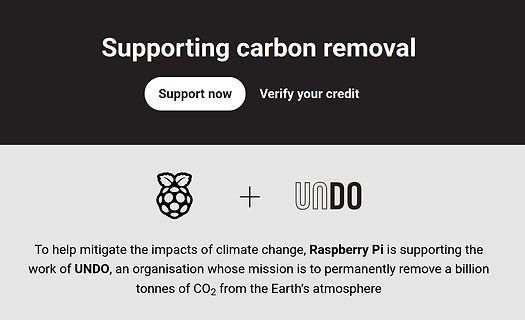 Website-Banner zur Unterstützung von CO2-Entnahme