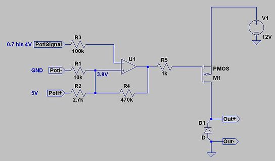 Schaltplan einer P-Kanal MOSFET-Treiberstufe