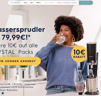 Werbung für SodaStream mit Frau und Sprudler