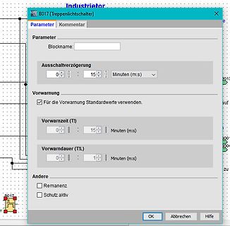 Einstellungsfenster eines Software-Bausteins