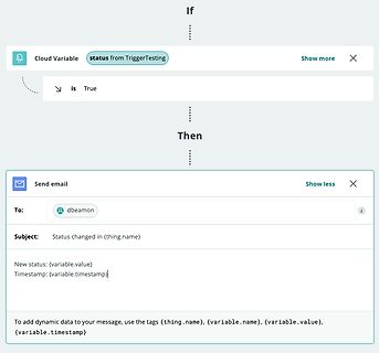 Screenshot einer Automatisierungslogik für E-Mail-Versand