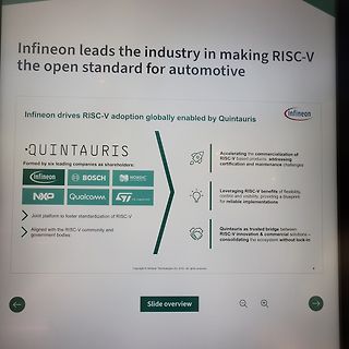 Abfotografierte Präsentationsfolie von Infineon zu RISC-V