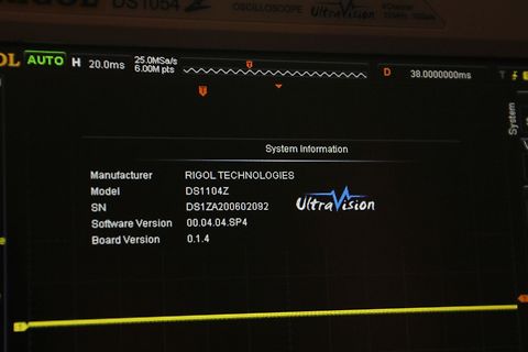 Systeminformationen eines Rigol DS1104Z Oszilloskops