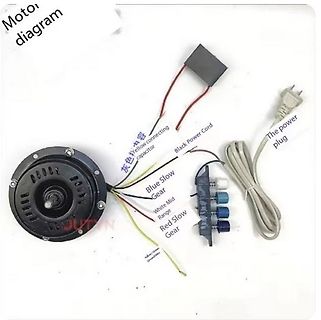 Elektromotor mit Kabeln, Kondensator und Schalter