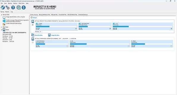 Screenshot der Software Macrium Reflect