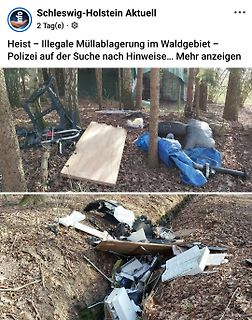 Illegale Müllablagerung im Waldgebiet