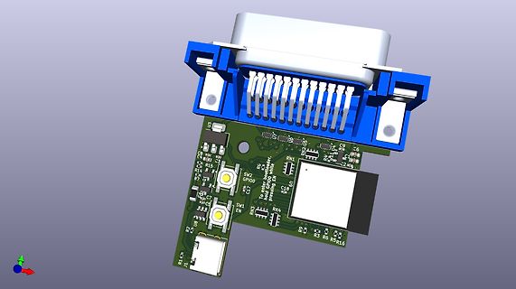 3D CAD Modell einer Leiterplatte mit D-Sub Stecker