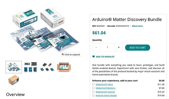 Produktseite Arduino Matter Discovery Bundle